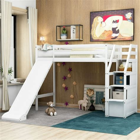 twin loft bed with slide|twin size loft bed frame.